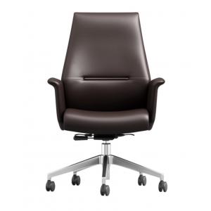 Middle Back 0.29m3 CBM Leather Revolving Chair With Castors