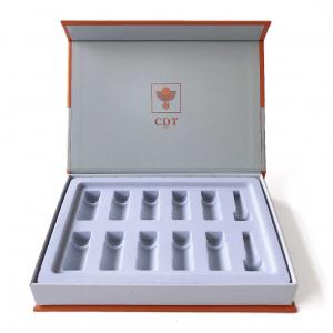China Orange Elegant Beauty Box Gift Set Custom Glass Bottle Holder Inserts supplier