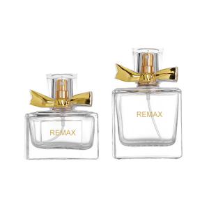 China Luxury 50ml Glass Perfume Bottle 10000pcs With Gold Bow Cap supplier