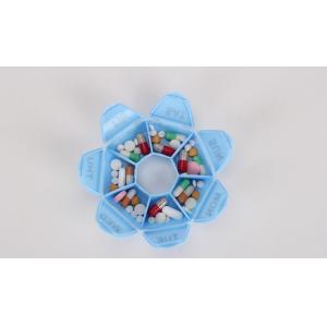 One week 7 compartments round shaped plastic pill organizer, Travel plastic pill containers 7 compartment space planner