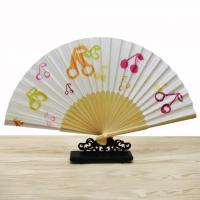 China Big Clack Large Polyester Satin Bamboo Custom Hand Fan Rainbow Gay Pride 33Cm on sale