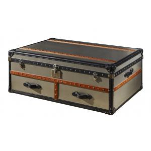 Brush Stainless Steel Side Coffee Table , Antique Vintage Trunk Coffee Table Business Storage