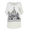 Simple Ladies Fashion Tops Casual Long Tee Shirt With Print House Pattern