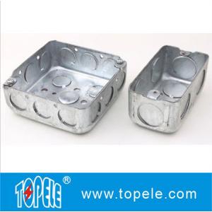 4" 1-1/2'' Deep Steel Square / Rectangular Conduit Outlet Junction Box , Electrical Boxes And Covers