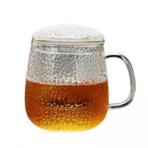 Customized Glass Tea Infuser Cup Single Serving Borosilicate Glass Material