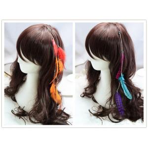 Bohemia long section of high spirit decorated with colored feathers hairpin hairpin