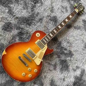 Custom Grand G-LP Les Paul Relic Finishing Style Electric Guitar Cherryburst Optional Color Accept OEM