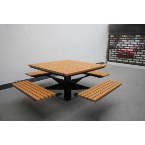 Square Garden Outdoor Picnic Tables With Four Benches Mild Steel Frame