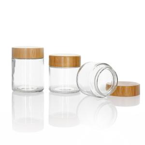 3oz Child Resistant Wooden Lid Glass Jars With Bamboo Lid Storage Jar Container Cosmetic