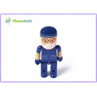 China Plastic Robot Cartoon Character USB Storage Device / Blue Memory Stick on sale