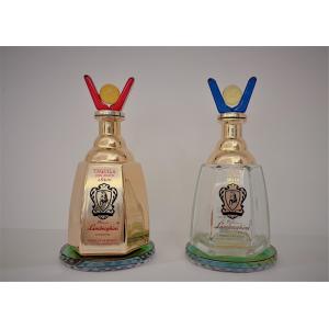 Decorative Liquor Bottles/Golden Frosted 750ml Glass Bottle/ Crystal Stopper