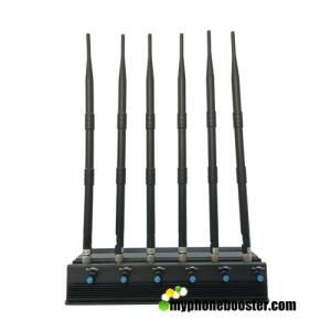 Adjustable 6 Antennas 15w 3G/4G Cellphone Jammer Blocker Jam GPS Lojack 3G 4G Wifi Signals Long Time Working Fans Inside