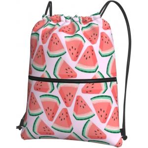 China Watermelon Drawstring Gym Backpack Bag Waterproof For Men Women With Pockets supplier