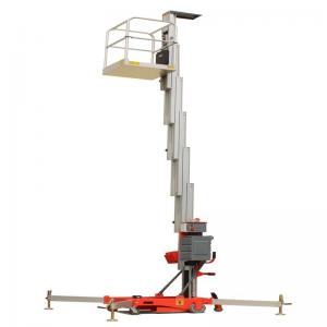 China Single Mast Electric Lifting Platform Vertical Boom Lifter With AC DC Power Supply supplier