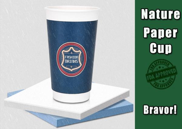 Coloured 16 Oz Insulated Paper Cups Double PE Coated Paper Cold Resistant