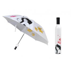 3 Folding Bottle Shaped Umbrella , White Compact Umbrella 190T Nylon Fabric