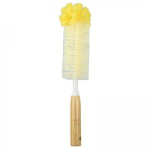 Long Bamboo Handle Sponge Bottle Cleaning Brush For Kitchen