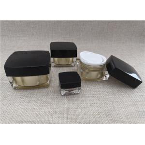 China Anti Bacterial Acrylic Jars For Cosmetics Black / Gold Color Square Shape supplier