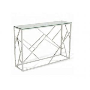 China Hot Sale Rectangular Console Table Hallway Table Stainless Steel Legs Tempered Glass Top wholesale