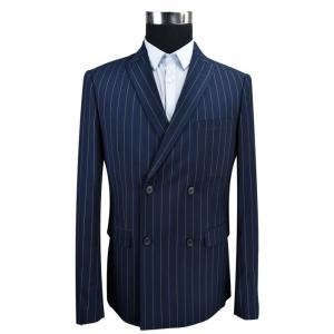 China Blue Stripe Men'S Fashion Blazers Double Breasted Business Adults USA Size supplier