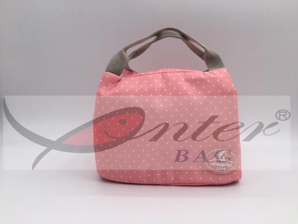 420D Polyester Collapsible Travel Cooler , Portable Food Cooler Bag Pink Color