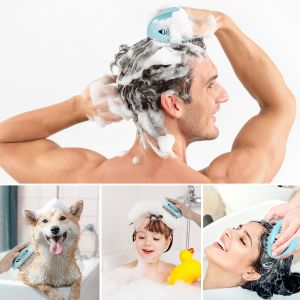 China Blue Easy Clean Scalp Massager With 3 Interchangeable Scrubbers wholesale