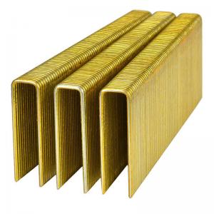 China Yellow 16 Gauge Crown Staples Glued N19 45mm Staples Heavy Duty 7/16 Inch Crown supplier