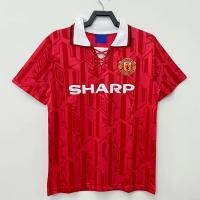 China Classic Red Retro Soccer Jerseys Old Football Kits White Collar Cuffs on sale