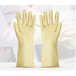 Thickening Yellow Household Latex Gloves Puncture Prevention 32cm Yellow Latex Glove