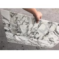 China White With Black Veins Ultra Thin Stone Marble Tile For Decoration on sale