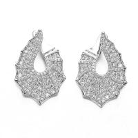 China Bridal Earrings 925 Silver CZ Earrings Bling and Chic Bridal Earrigns Fan Shaped on sale