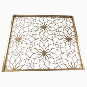 China 5500mm Stainless Steel Screen Partition Rose Gold Bronze Black line Brush Square Painting Flower Pattern supplier