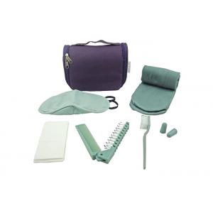 China Travel Amenity Kits With Purple Oxford Cloth Cosmetic Bag For Air Flight supplier