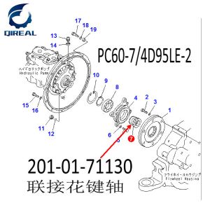China Un ARBRE D'ACCOUPLEMENT PLUS HUMIDE de l'AXE 201-01-71130 de l'excavatrice PC60-7 201-01-71130 supplier
