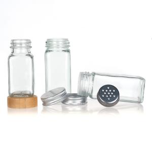 China Custom Design 120ml 180ml 6oz Empty Seasoning Packaging Bottle 4oz square Glass Spice Jar With Label Maker wholesale