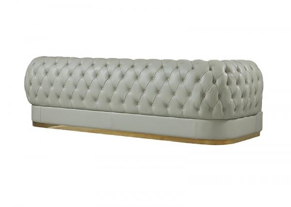 Handmade Genuine Leather Sofa Set High Density Foam White Leather Chesterfield