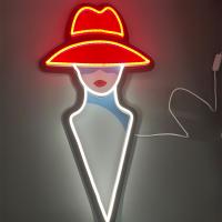 China 5V Personalized Neon Sign Red Hat Girl Neon Sign For Bedroom Home Bar Decor on sale