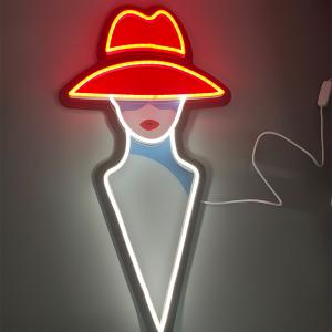 China 5V Personalized Neon Sign Red Hat Girl Neon Sign For Bedroom Home Bar Decor supplier