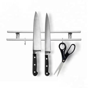 Sturdy and Durable 18 Inch Square Tubes Stainless Steel Magnetic Knife Holder with Hook