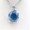 China Sterling Silver 14mmx16mm Oval Dome Blue Topaz Cubic Zircon Pendant (PSJ0430) wholesale