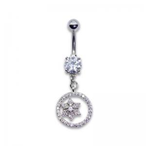 Silver Barbell Belly Button Piercings Jewelry 10mm Zircons Flower Dangle surgical steel