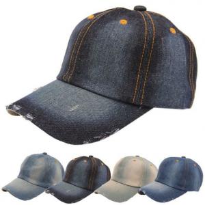 China Navy Jean Cotton Sport Unisex Baseball Caps 100% Washed Cotton Metal Ring Closure wholesale