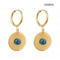 China Low Key Luxury Round Turquoise Earrings K Gold Stainless Steel Drop Earrings on sale