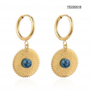 Low Key Luxury Round Turquoise Earrings K Gold Stainless Steel Drop Earrings