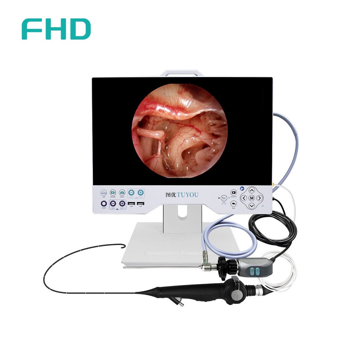 China Système de caméra d'endoscopie Full HD tout-en-un 15'' avec source de lumière LED intégrée pour les applications chirurgicales ORL et urologiques wholesale