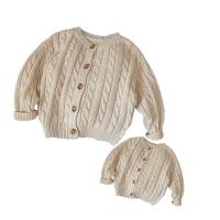 China Mommy And Me Chunky Knitted Sweater Cardigan Cotton Thick Winter Hand Knit Button Down Sweater on sale