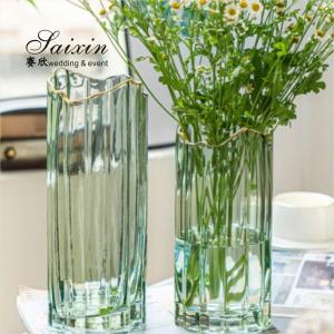 Wholesale Brilliant Gold Rim Glass Vase For Table Home Decoration Creative Wedding Party