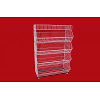 China Collapsible Metal Wire Storage Baskets , Mobile Tiered Wire Basket Display Shelf on sale