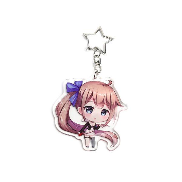 Custom high quality cute single glitter epoxy plastic acrylic keychain resin