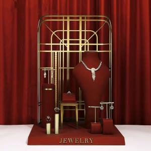 Customized MDF Velvet Metal Jewelry Trays Displays Necklace And Earring Display